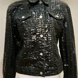 VINTAGE GUESS Black Textured Jean Jacket